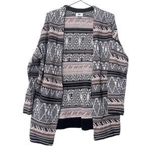 Old Navy Black Tan Geo Diamond Cardigan Sweater Aztec Boho size small